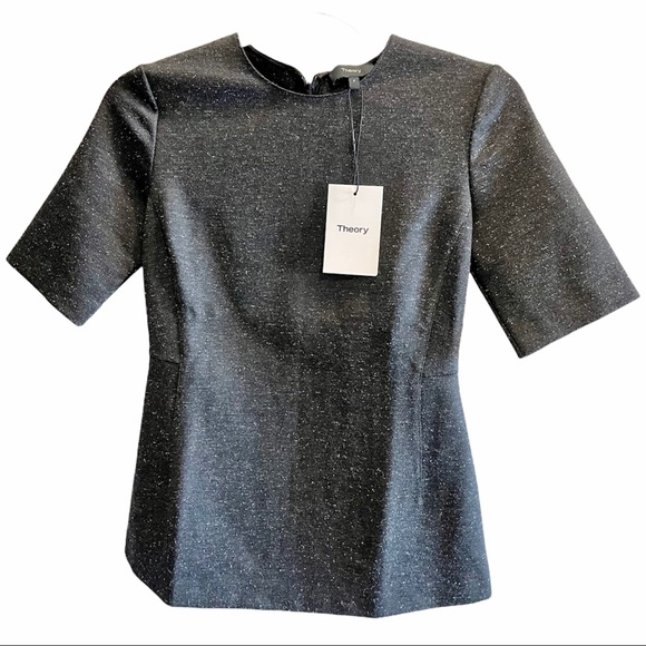 ☀️NWT☀️THEORY Shot Sleeve Fitted Top P - Picture 2 of 9